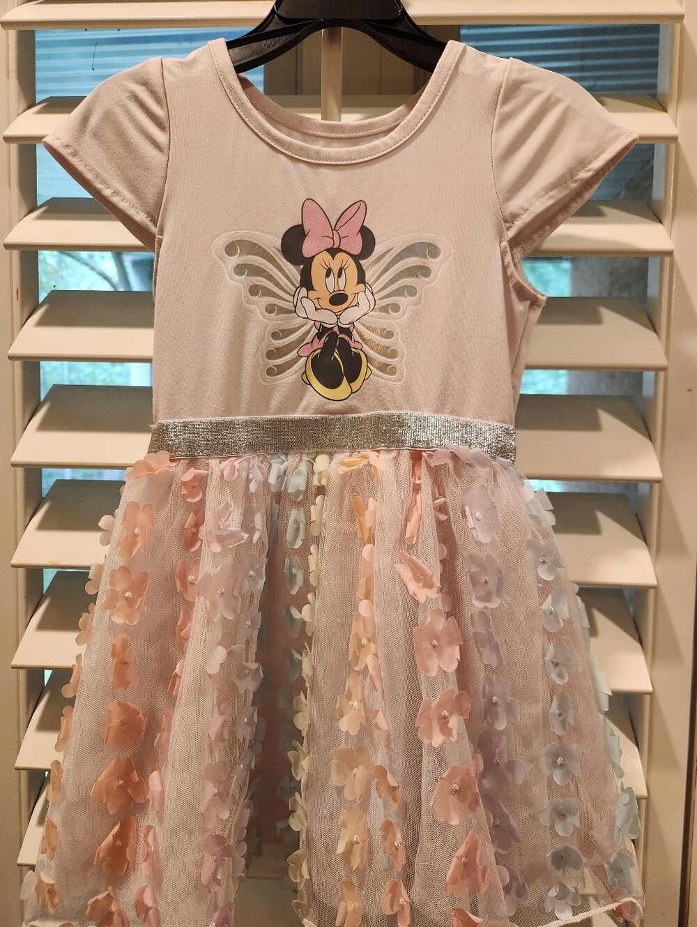 Disney Minnie Mouse Pink Sequin Waistflower Tulle Dress, Size 3T